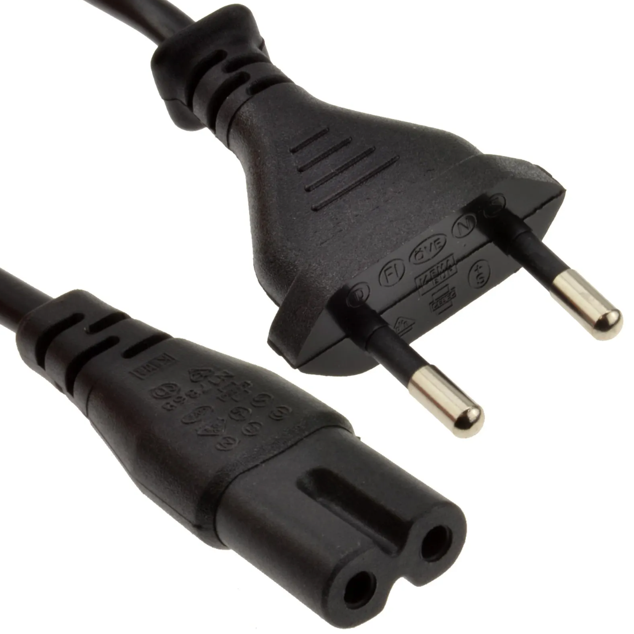 EU 2-Pin Plug to IEC C7 Figure 8 Power Cable, 1 Meter