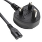 UK 3-Pin Plug to IEC C7 Figure 8 Power Cable, 1 Meter
