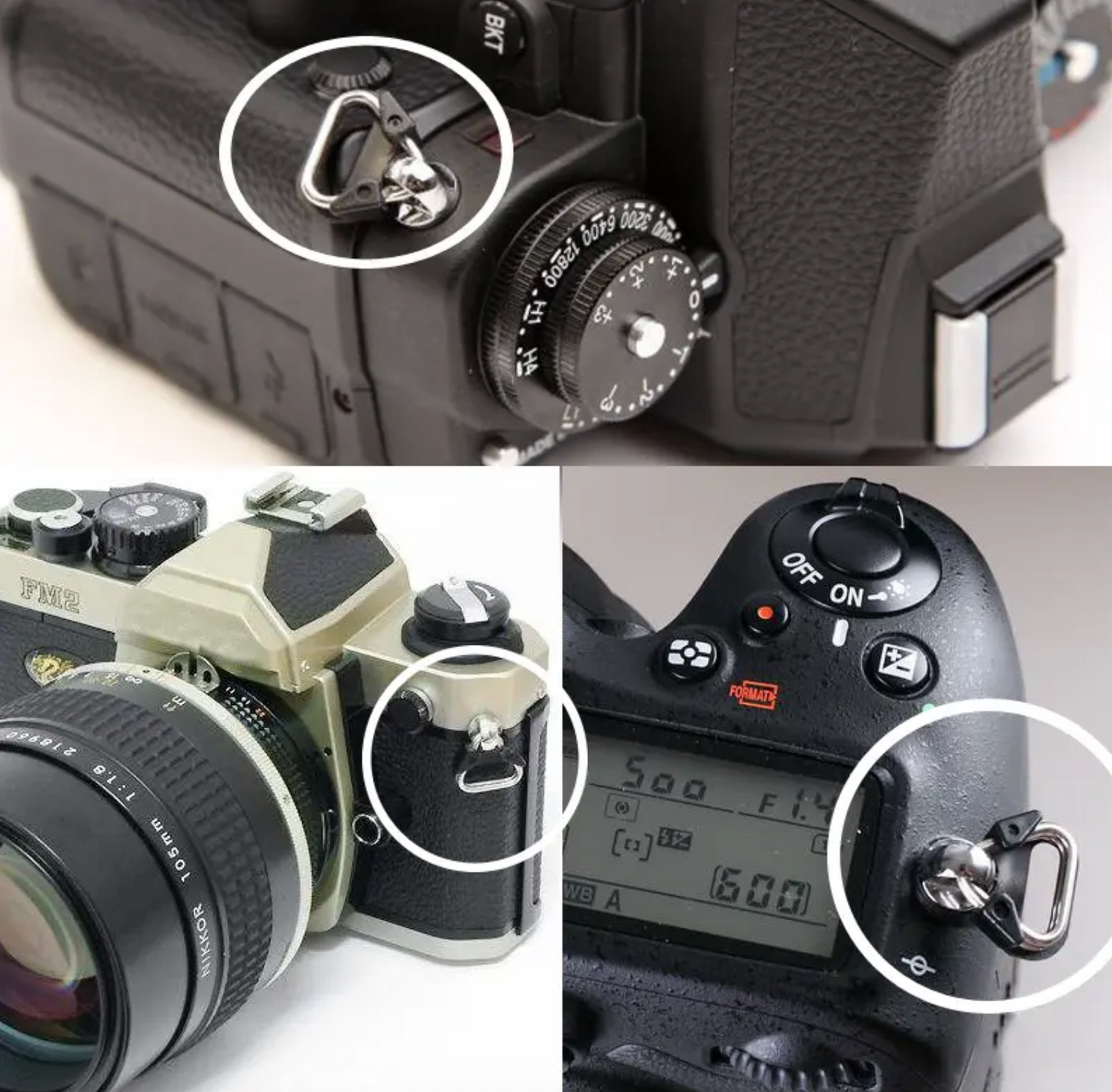 Stainless Steel Camera Strap Split Rings with Protectors (Set of 2)